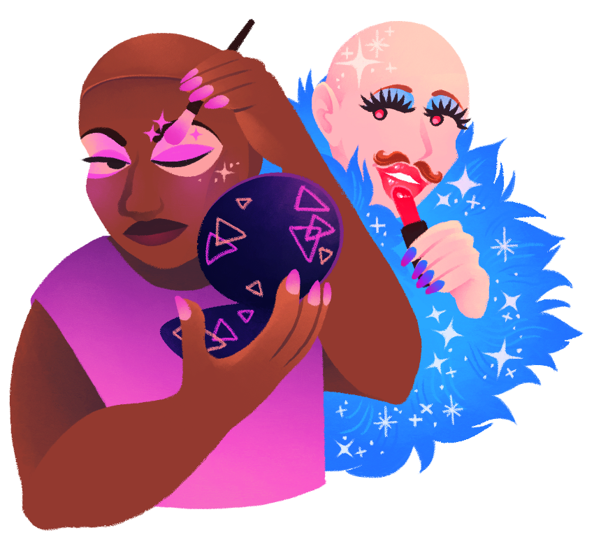 drag rose et bleu